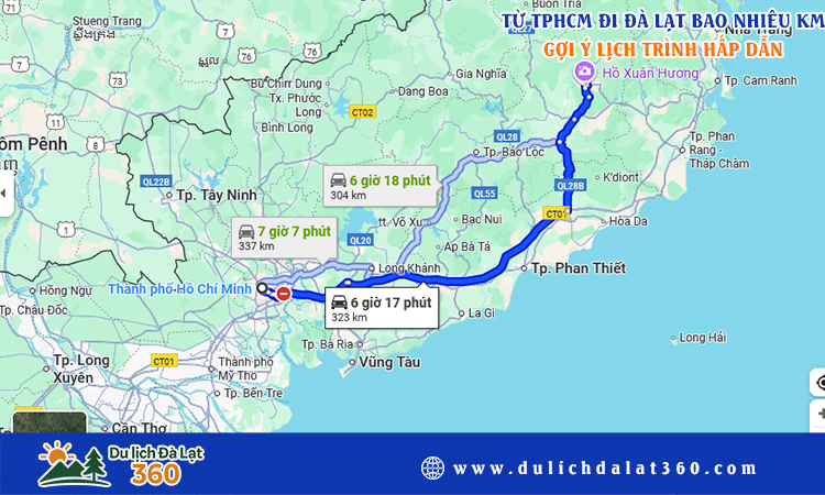 Từ TPHCM đi Đà Lạt bao nhiêu km